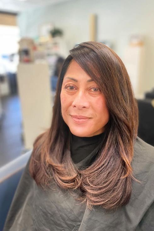 Brown Layered Butterfly Cut - butterfly cut hairstyle for women over 60