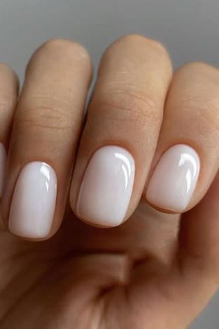 Clean milky white gel nails