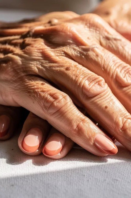 natural nails with a healthy sheen for older women