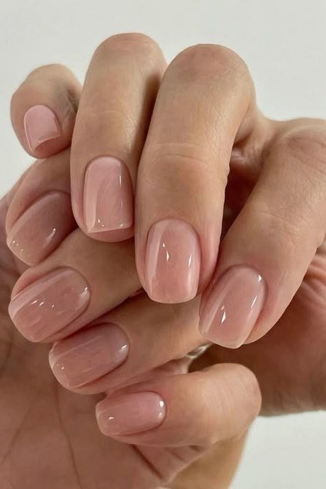 Nude Nails with Silver Chrome French Tips - flattering nail polish shade that hides veins for women over 50