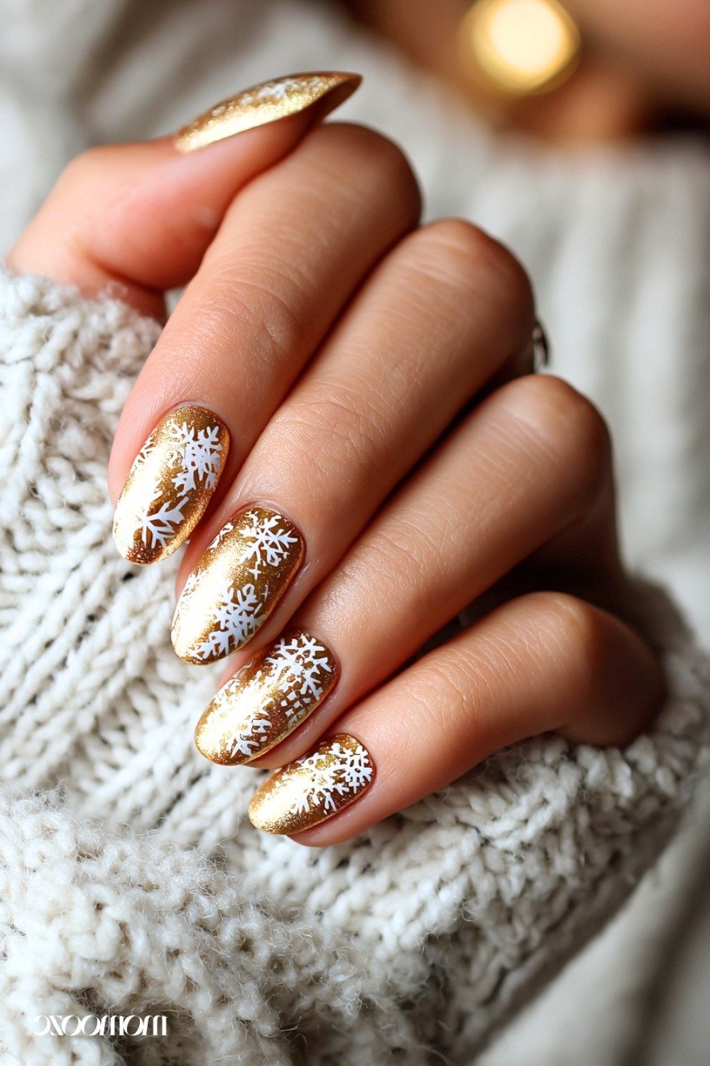 gold and silver glitter christmas nails