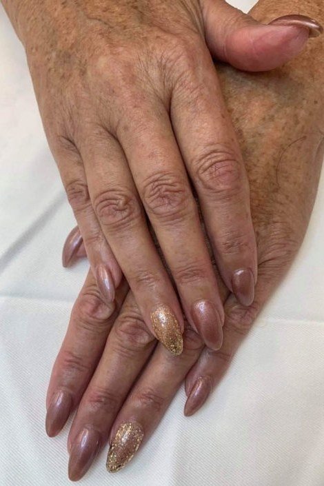 Taupe Gold Ombre - fall nail color idea for women over 60