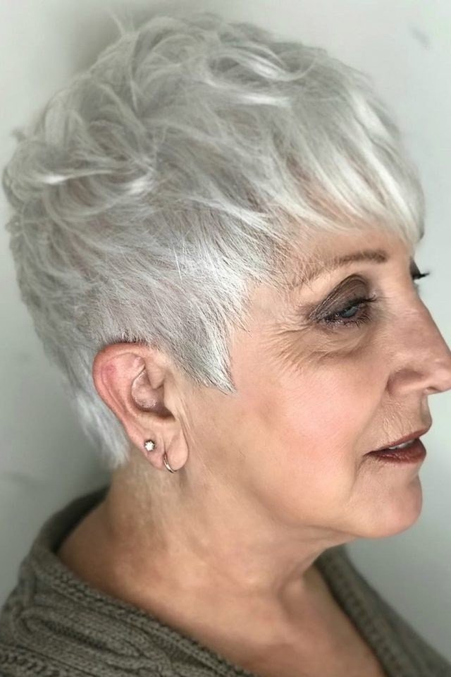 White Pixie with Polished Shape - sassy hairstyle for older women