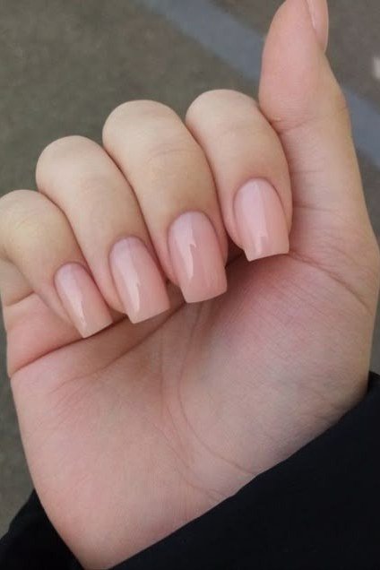 Nude Nails with Gold Tip Outline - flattering nail polish shade that hides veins for women over 50