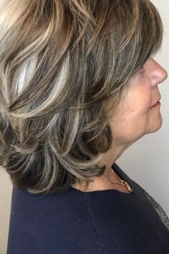 Brunette layered bob haircut for women over 50