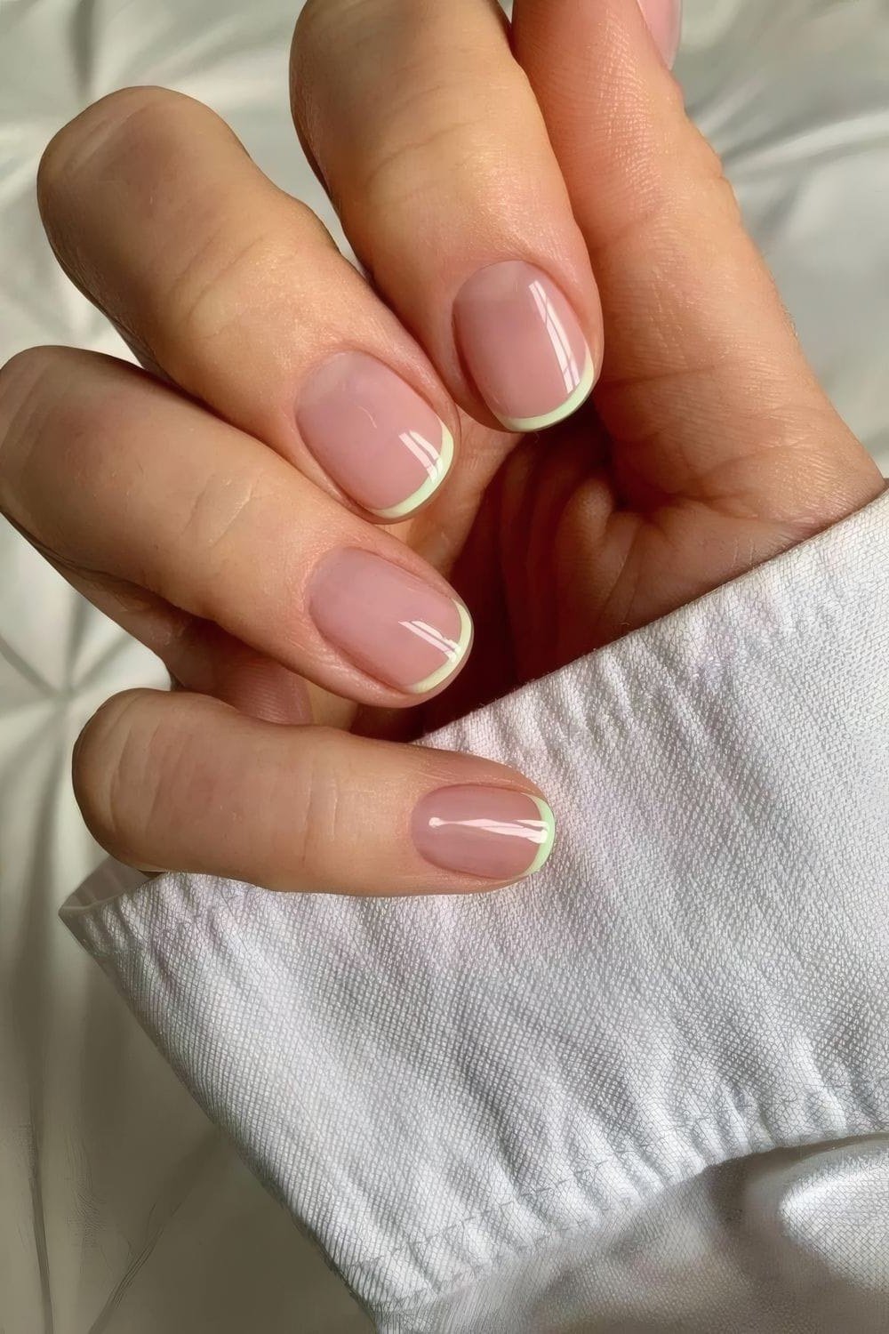French almond nails with white sleeve, sophisticated nail design for women over 50