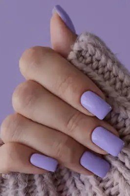 Lavender with a Cozy Knit Sweater - short nail design for women over 40