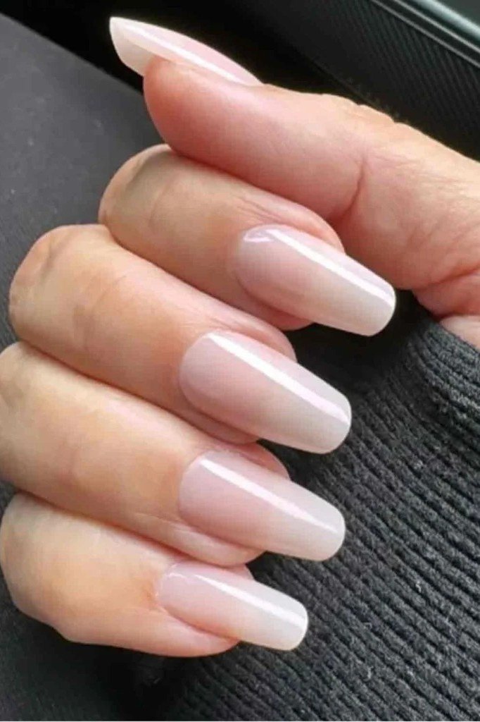 Nude Pink Ombre Almond gel nails for women over 60