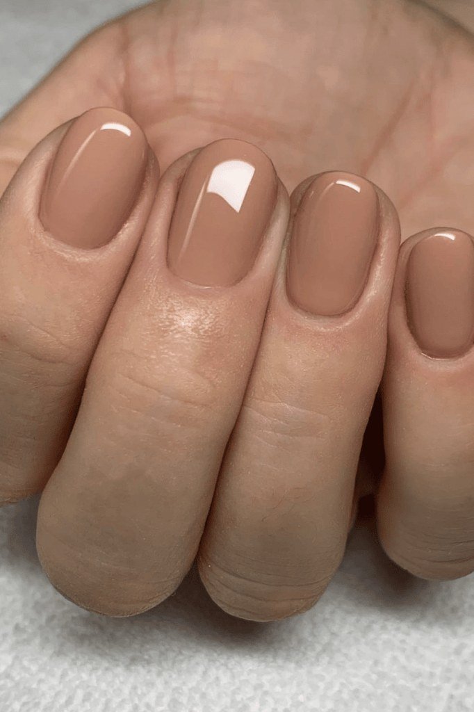 Caramel toffee nude gel nails