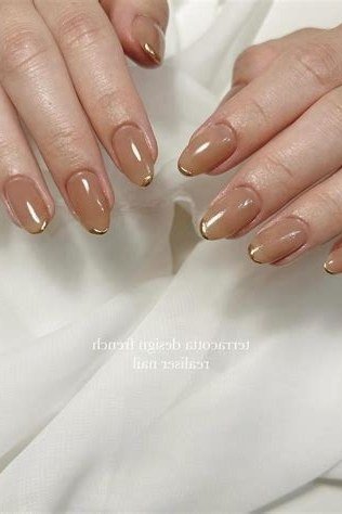Camel Beige Almond Nails - old money fall nail color for women over 40
