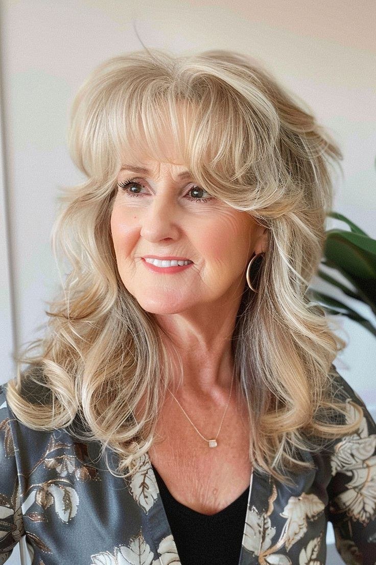 Feathered Blonde Butterfly Layers - butterfly cut hairstyle for women over 60