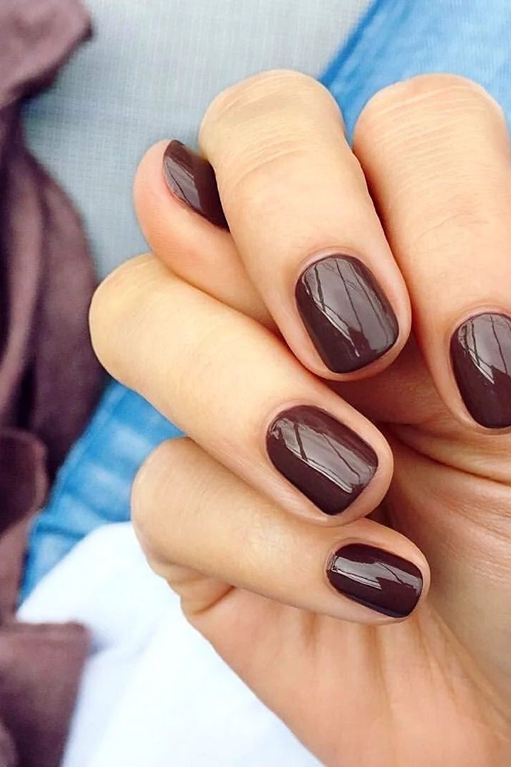 Plum Rounded - short nail design for women over 60 that makes nails look longer