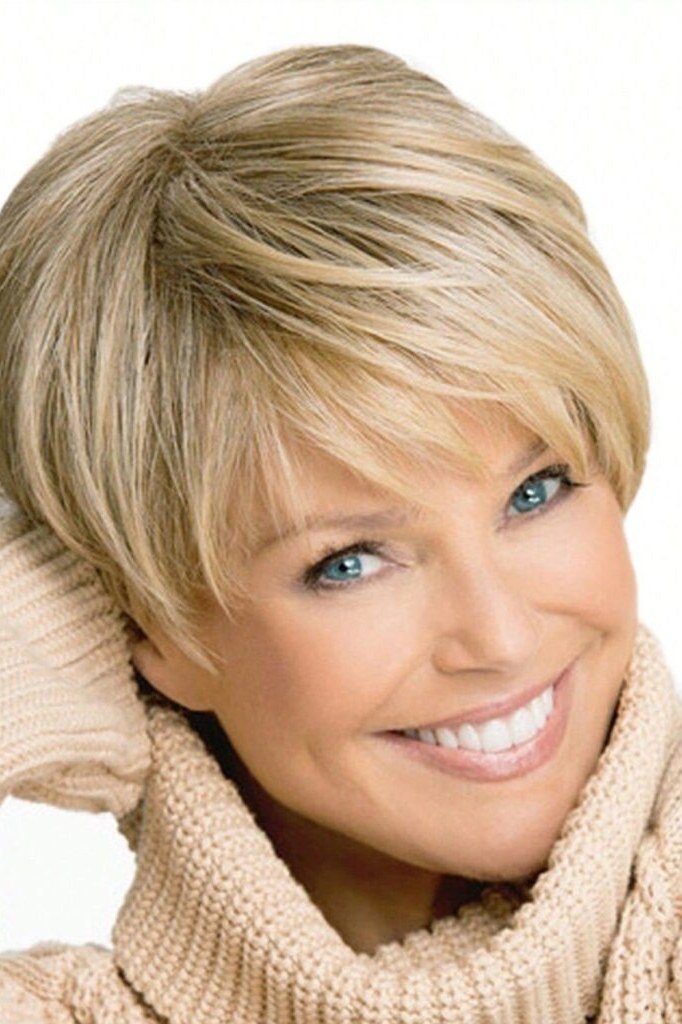 42. Blonde Wedge Bob - wash and wear hairstyle for older women