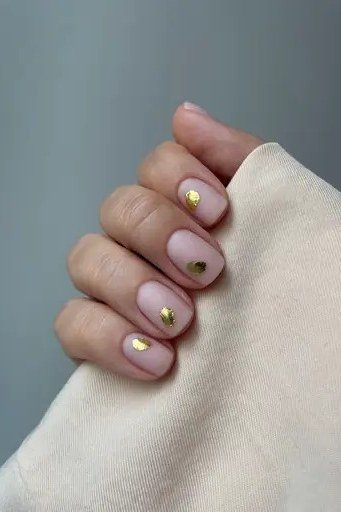 Glossy Nude Pink Nails - flattering nail polish shade that hides veins for women over 50