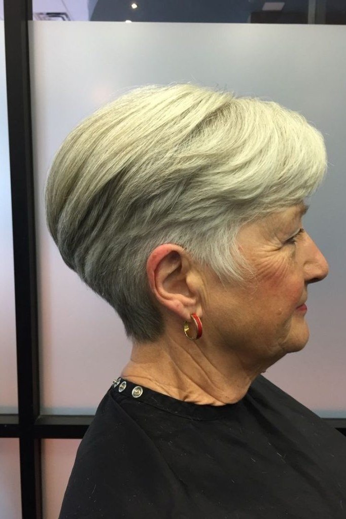 Silver Bob with a Green Tint - timeless hairstyle for women over 60