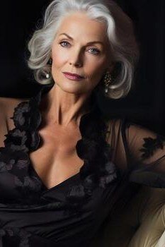 Black sheer-lace long-sleeve dress for women over 50
