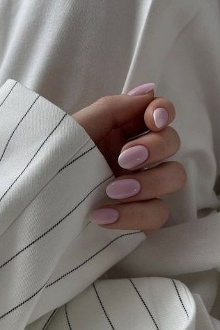 pink and nude two tone squoval nails