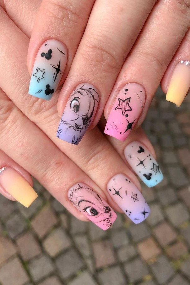 Bambi press-on nail set in clear case with green designs
