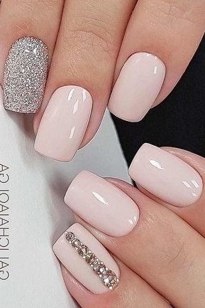 Nude Nails with Gold Dot Accents - flattering nail polish shade that hides veins for women over 50