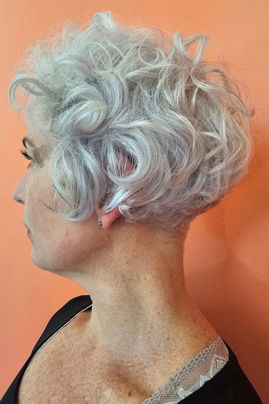 Classic blonde bob haircut for women over 70, front view