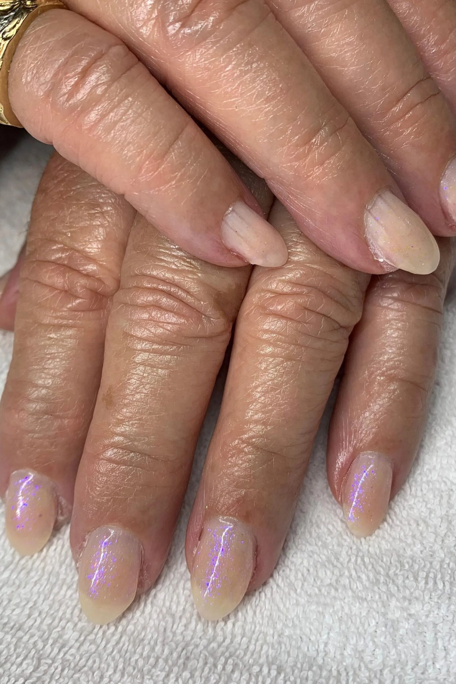 Sheer Nude gel nails for women over 60