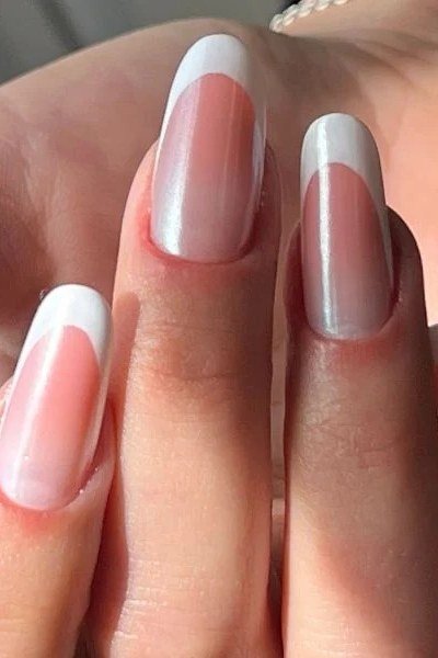 Nail art design for women over 60: white ombre french nails