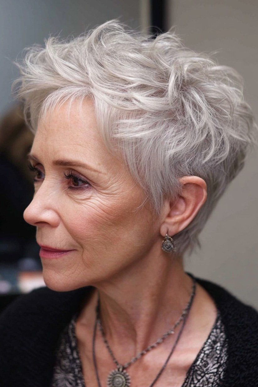 White pixie with textured crown