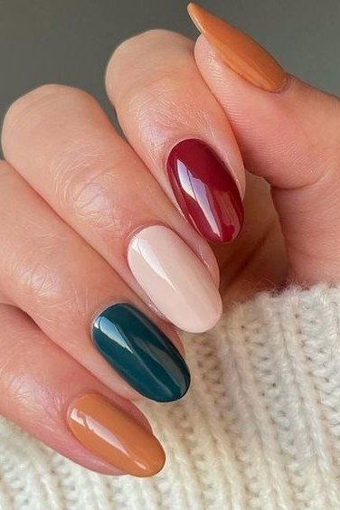 Autumn Jewel Skittle Nails for women over 60