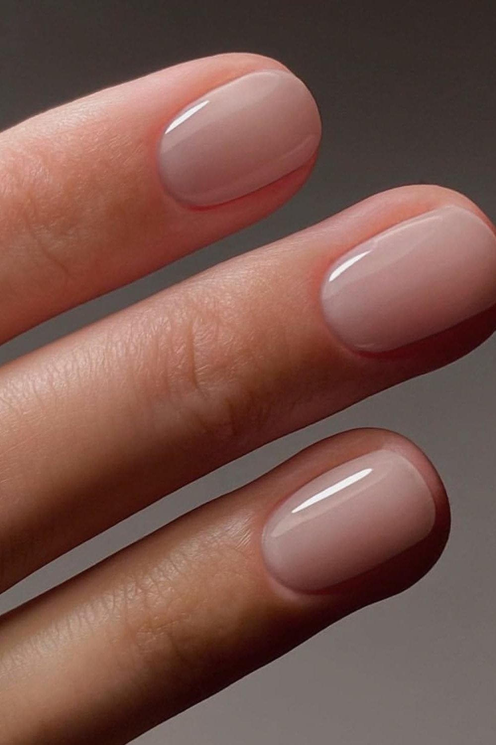 Sheer champagne beige gel nails