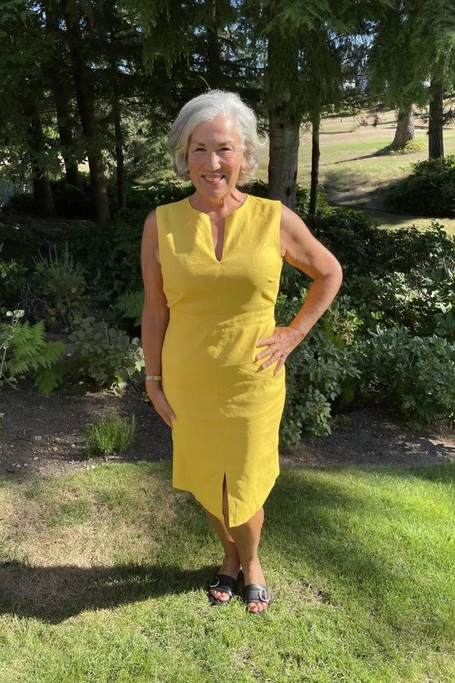 Breezy summer dress for women over 60: coral shirt dress
