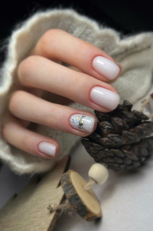 milky white with pinecone, cream sweater