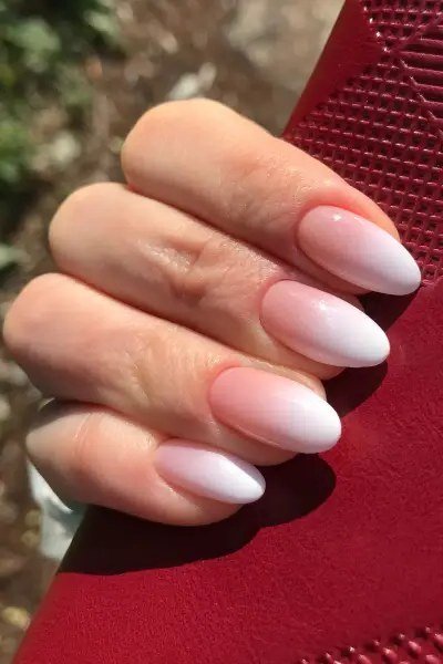 Pink and white ombre French manicure