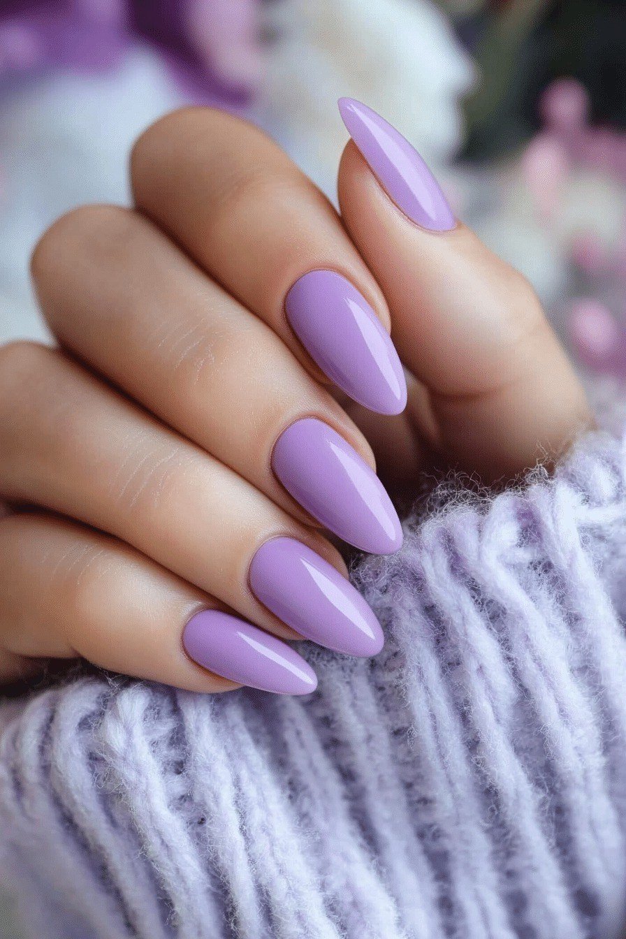 Lilac almond nails, best manicure idea for women over 60