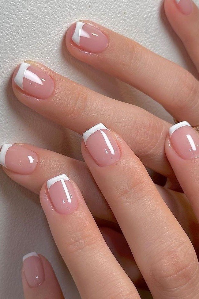 Micro French Close-Up - short French nails for women over 60