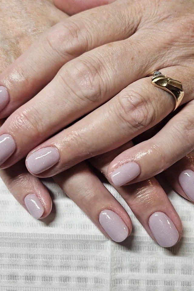 Lavender Grey Gel Nails gel nail idea for women over 60