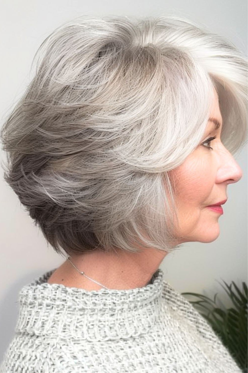 Full Silver Bob - timeless hairstyle for women over 60