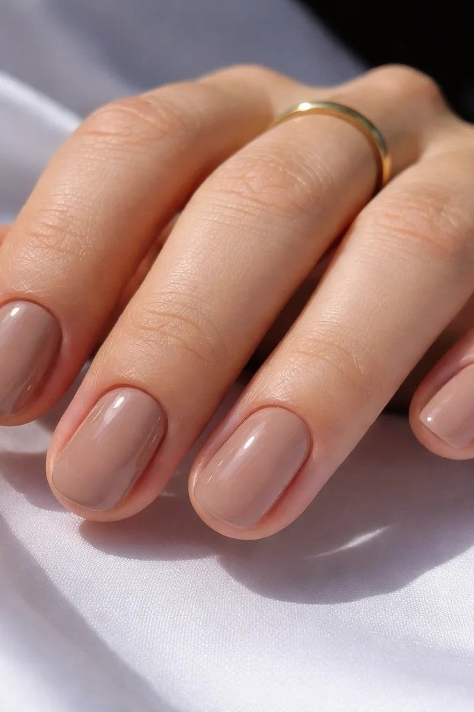 Mauve Taupe Solid Gel Nails gel nail idea for women over 60