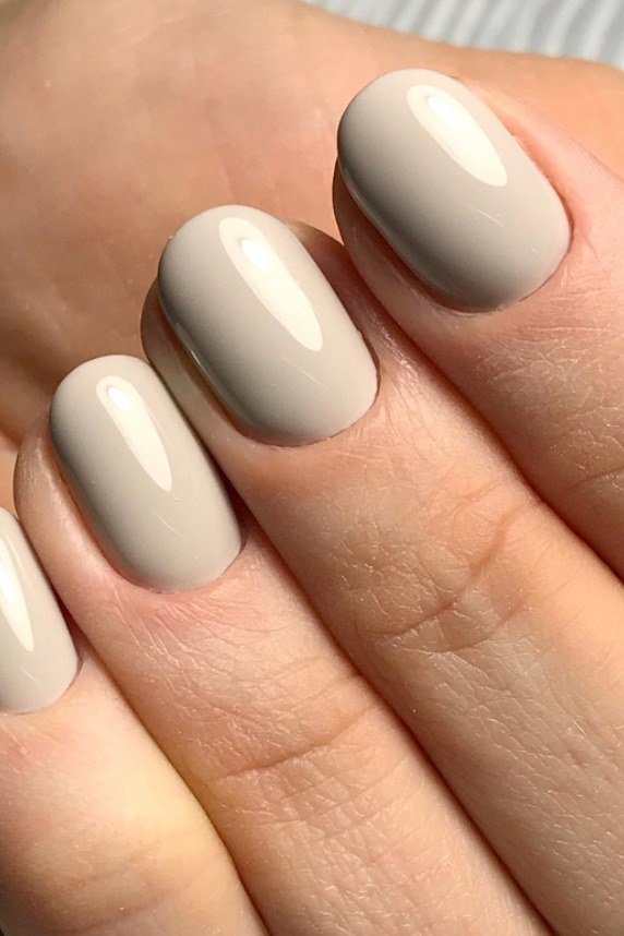 Greige taupe short nails, sophisticated nail design for women over 50
