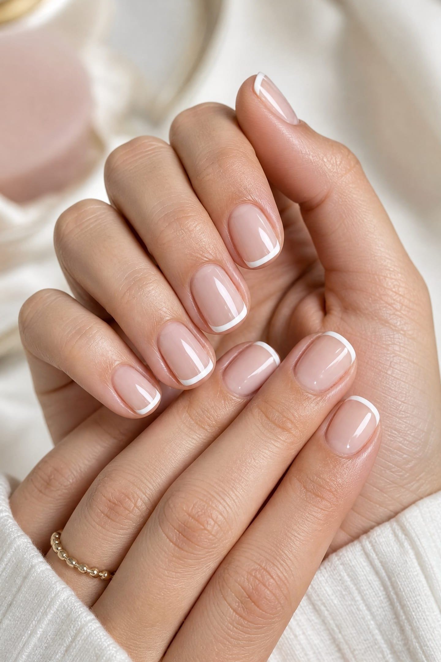 Micro French, Young Hands - short French nails for women over 60
