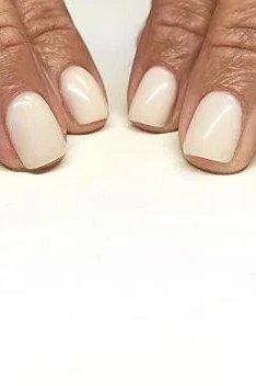 Milky Beige Nude Almond Swatches - short nude nail idea for women over 50