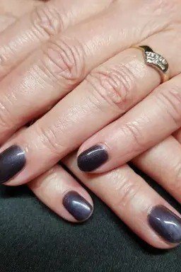 Charcoal Grey Gel Nails - short gel nail idea for women over 50