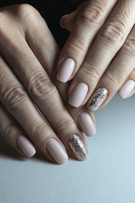 gray-silver metallic almond - winter nail trend for older women