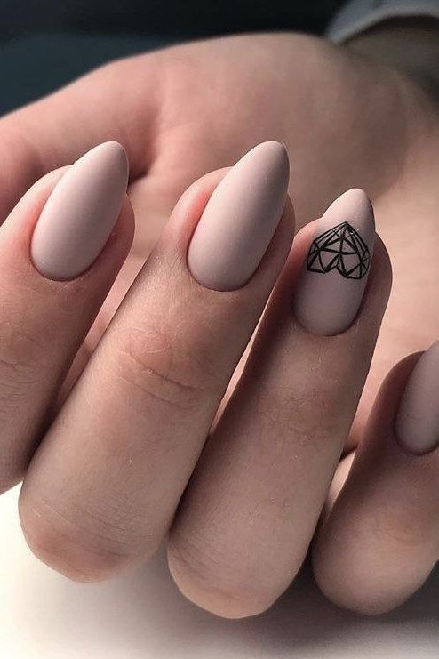 Matte nude nails with tiny nail art