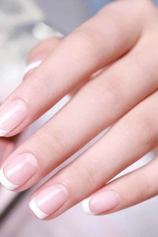 Classic French Square - elegant nail art idea for mature hands, women over 50