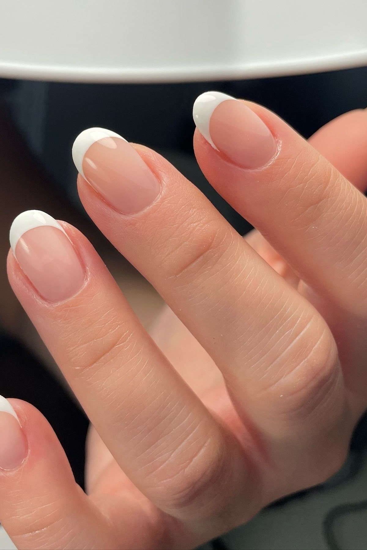 French on Denim - short French nails for women over 60