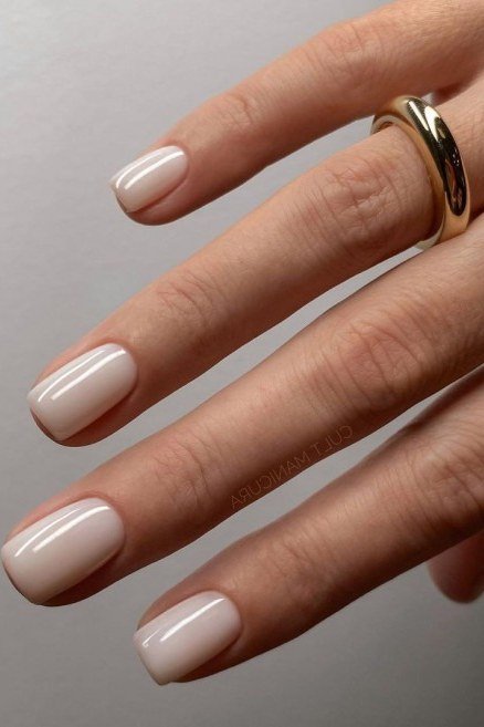 White to Nude Gradient French Blend - short nude nail idea for women over 50