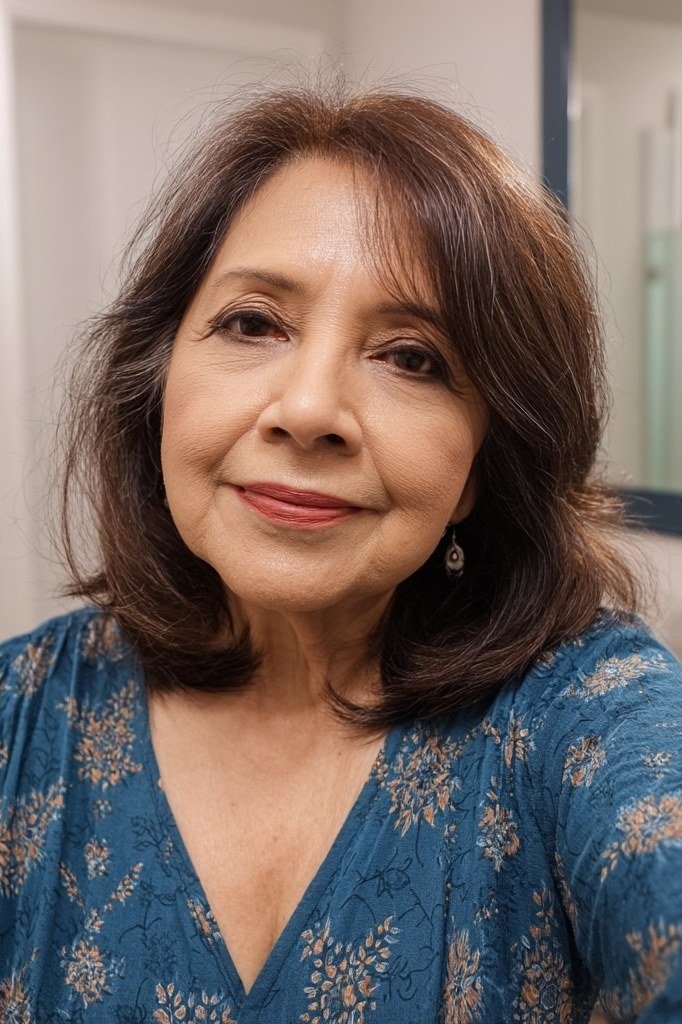 Brown Wavy Bob with Softness, medium hairstyle for women over 70