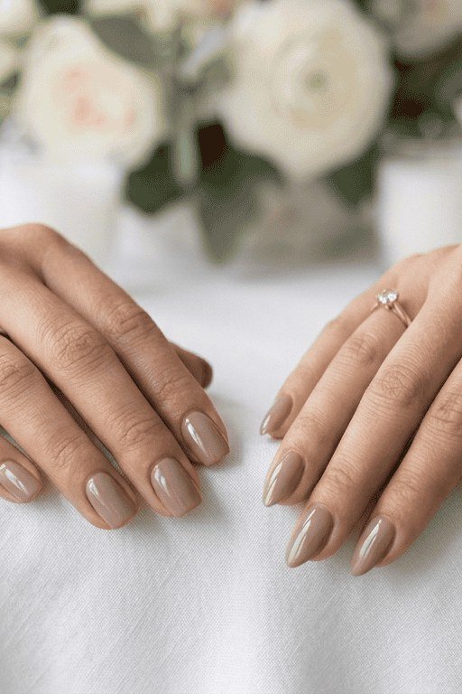 Wedding Nude Almond Nails, nail color idea for women over 60