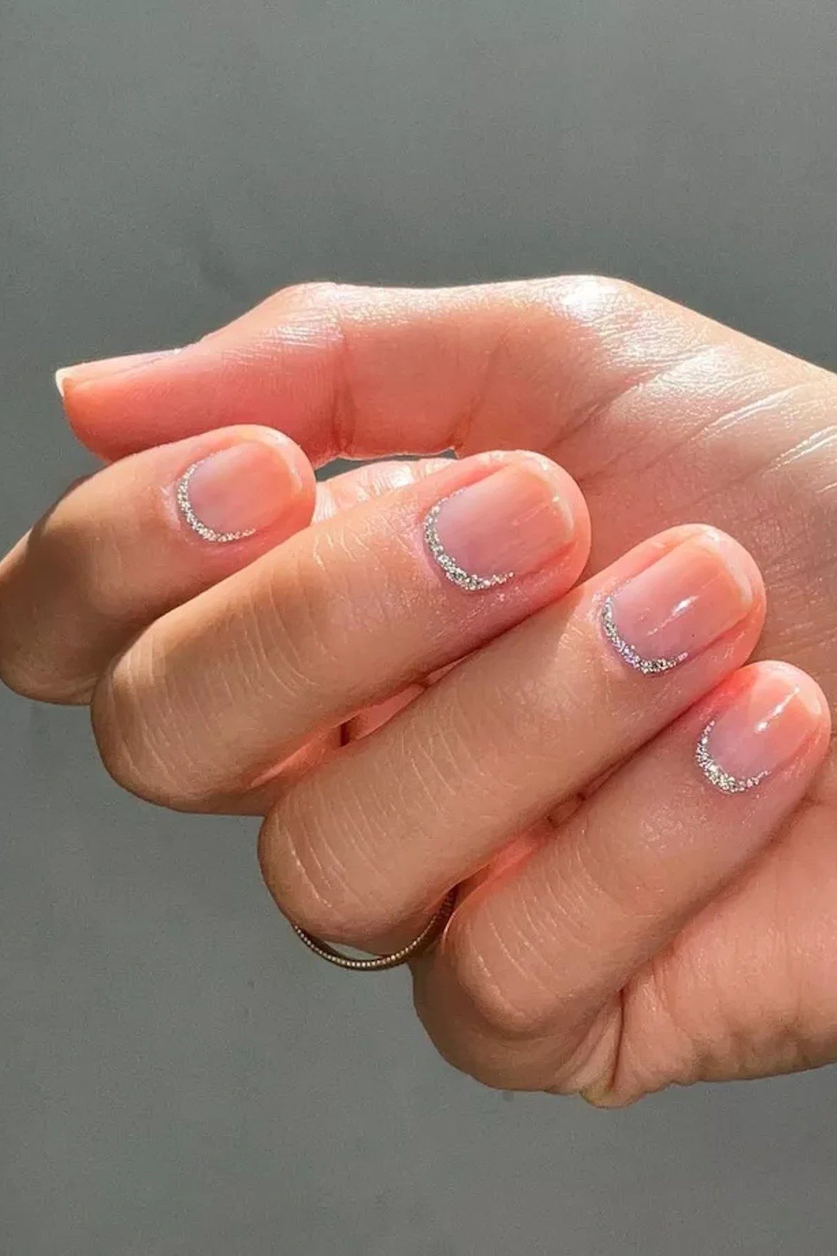 Glitter french tip nails for women over 60