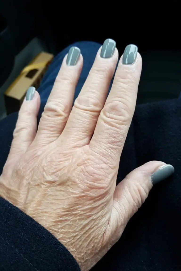 Slate Grey Short Nails, neutral nail ideas for older women